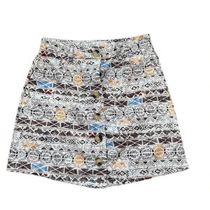 Cider Women's Multicolor Finding Bliss Patterned Mini Skirt Size S NWT